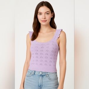 Double Zero Lavender Knit Tank Flutter Strap Top‎ Size Medium Cottagecore